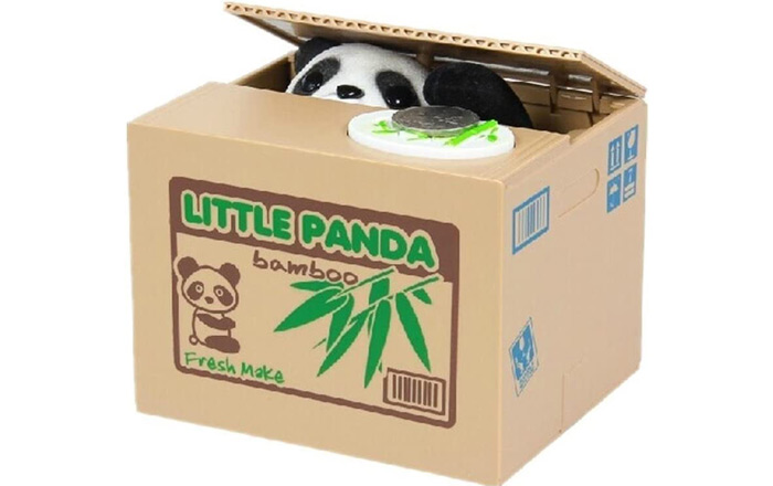 Tirelire Panda voleur de pièces de monnaie