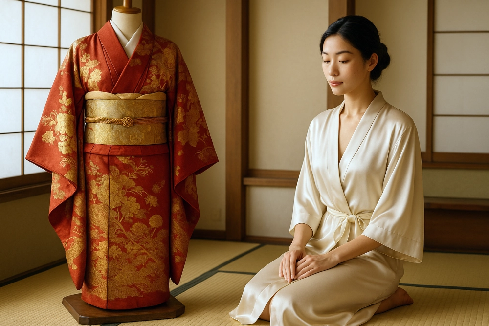 déshabille kimono soie femme moderne
