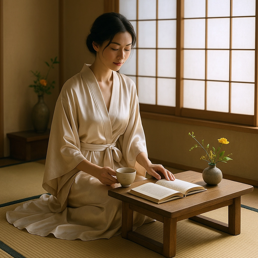 porter un déshabillé kimono comme tenue d'intérieur